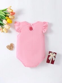 Baby Girls' Comfortable Pink Heart Printed Bodysuit - Pink - View 2