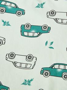 Cozy Pixies 2 件/套 男童汽車印花圓領常規袖條紋 T 卹 - 綠色 - 查看 6