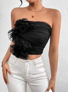 Firerie Haut De Bandeau À Volants Et À Plis Pour Femme