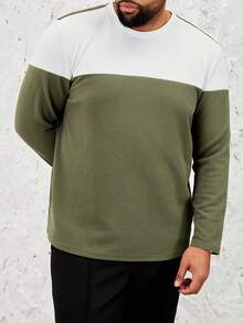 GENTILAND 大碼男士拼色針織休閒拼布t恤 - 彩色 - 查看 4