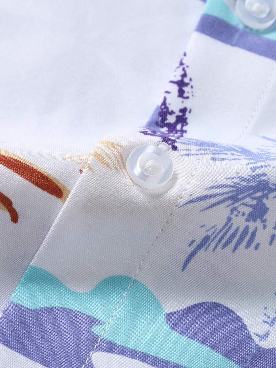 Men's Coconut Tree Printed Button Down Hawaiian Shirt SHEIN ASIA