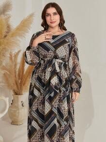 Mulvari 大尺碼花卉束帶連身裙 - 彩色 - 查看 6