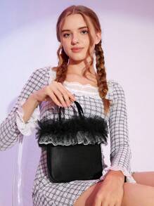 SHEIN MOD Của phụ nữ Đúng mốt Màu thuần Túi tote - màu đen - Xem 4