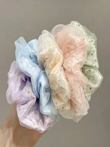 ROMWE Kawaii 1入隨機顏色菊花與網狀雙層髮帶 - 彩色 - 查看 1