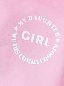 SHEIN Toddler Girls' 2pcs Casual Hooded Sweatshirt And Sports Pants Set With Letter Print, Suitable For Spring And Autumn - Pink - View 6