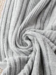 SHEIN LUNE 大尺碼純色彈性腰褲 - 淺灰色 - 查看 3