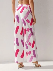 Dé Johnea Bianca Designer Print Pocket & Side Stripe Design Suit Pants, For Holiday, Festival - Multicolor - View 2