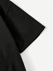 Tonåring Tjejer Hjärta & Fjäril Tryckt Kort Ärm T-shirts - Svart - Visa 3