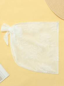 Tween女孩實色海灘遮罩帶棕櫚葉形狀做底裝 - 白色 - 查看 2