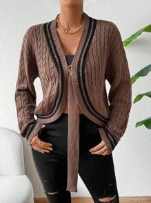 Zolique Ladies' Striped Maillard Cable Cardigan