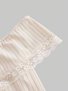 ROMWE Kawaii Schattig Effen kleur Vrouwen Open schouders Kraag & Waist-cinching Cropped Tops