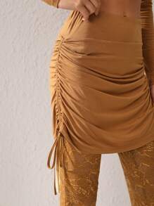 DUSTIN EDWARD Designer Boho Bohemian Women's Lace Pants, For Holiday, Vacation, Spring, Festival, Ibiza Fits - Brown - View 3