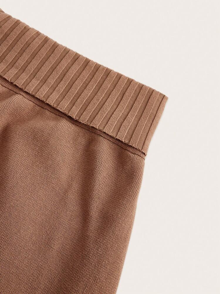 Plus Size Women's Solid Color Knitted Sweater Skirt