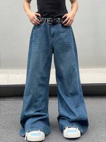 Manfinity Hypemode Nam Lỏng lẻo quần ống rộng Quần jean - Màu xanh lam - Xem 6