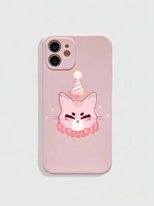Ailko Floral Wreath & Cat Pattern Pink Painted Protective Phone Case, Compatible With Iphone12 13 14 Series And Other Models - Multicolor - View 2