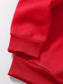 Men's Printed Thermal Lined Sweatshirt - Red - View 3