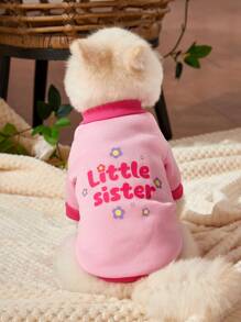 Debiesn Artist Girlcore 1pc Pink Cute Pet Printing Warm Kawaii Hoodless Sweatshirt, For Holiday, Valentine's Day