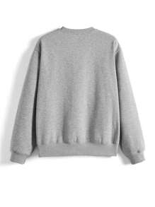 SHEIN Artist Oversized Long Women's Casual Round Neck Long Sleeve Baggy Sweatshirt, Cotton, For Holiday, Winter, Vacation, Spring, Festival