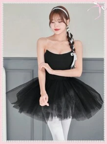 SHEINNeu Balletcore Bow Princesscore Mesh Tutu Dress Corset Dresses - Black - View 5