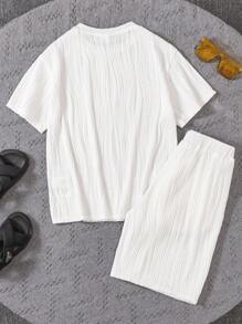 Tween Boy Loose Fit Casual Round Neck Short Sleeve T-Shirt And Shorts Set