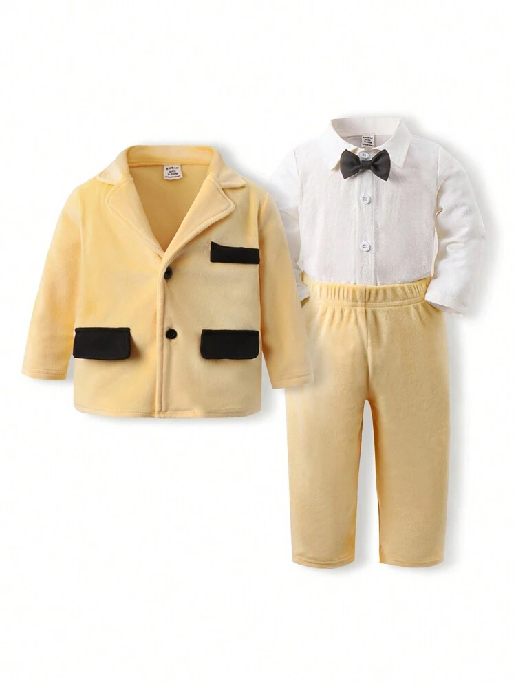 Baby Boy' Gentleman Style Handsome Shirt, Suit Jacket & Pants Set