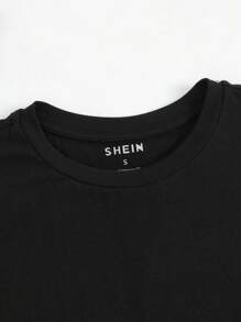 INAWLY 女士新年口號印花圓領t恤 - 黑色 - 查看 3