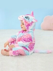 SHEIN 女婴法兰绒独角兽图案，饰有星空图案 - 彩色 - 查看 7