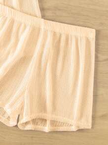 Sirith Conjunto Para Mujer De Cubierta Superior Y Pantalones Cortos Holgados Para Boda - Albaricoque - Ver 3