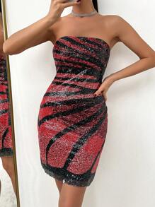 EURMUSE Ladies' Sparkly Strapless Dress - Multicolor - View 1