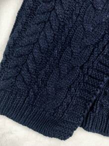 SHEIN Unity 前開口編織針織開衫連帶前結束 - 藏蓝色 - 查看 3