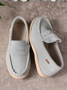 New Arrival Boys' Slip-On Loafers With Soft & Lightweight Sole, Fashionable & Versatile Casual Shoes For Big Kids - Baby Blue - View 2