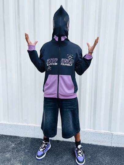 Street Life سويت شيرت بقلنسوة بطباعة حروف للرجال