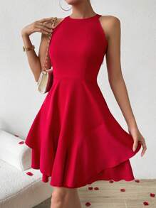 Chiquease Women's Halter Neck Sleeveless Dress - Red - View 4