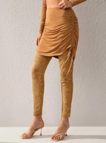 DUSTIN EDWARD Designer Boho Bohemian Women's Lace Pants, For Holiday, Vacation, Spring, Festival, Ibiza Fits - Brown - View 4