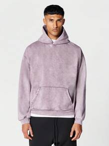 SUMWON Regular Fit Essential Premium Washed Overhead Hoodie - Dusty Purple - View 1