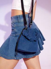 SHEIN MOD 女士時尚黑色手提包 - 深色水洗藍 - 查看 5