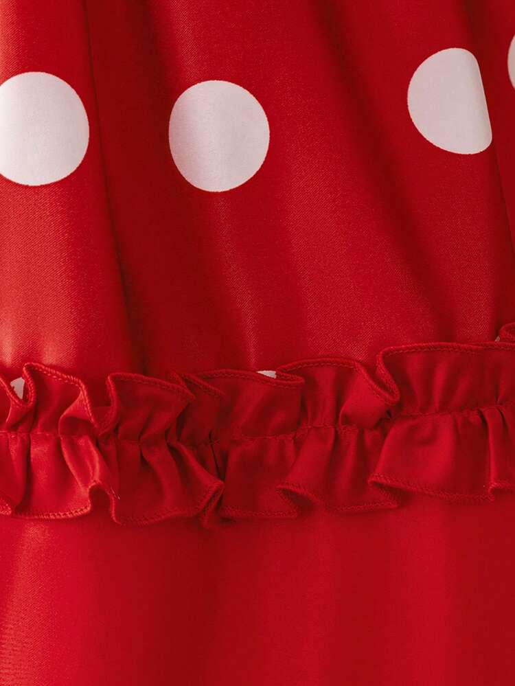 Baby Girls' Polka Dot Printed Puff Sleeve Formal Dress