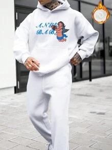 Aesthetic Post--Men's Cartoon Angel Printed Sweatshirt - White - View 1