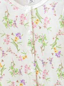 4pcs/Set Baby Girls' Floral Printed Jumpsuit Set - Multicolor - View 3