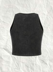 SHEIN EZwear 女士加大號貼身短款背心 - 黑色 - 查看 7