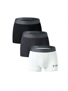 Men'S Letter Print Boxer Briefs (3-Pack) - Multicolor - View 3