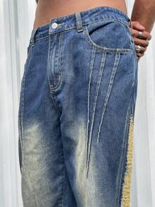 ROMWE MEN Street Life Jeans Déchirés Lavés Pour Hommes - Bronze - Voir 5