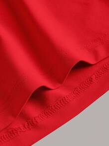 SHEIN EZwear Dress Ukuran Plus Tombol Ruched Split Thigh Plain Anggun - Merah - View 5
