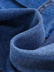 SHEIN 男童常規版型中腰拼色牛仔短褲(無鬆緊腰帶) - 藍色 - 查看 4