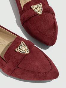 Women's Pointed Toe Ballet Flat Shoes For Lightweight Daily Comfort - Burgundy - View 5