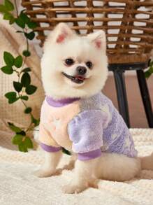 PETSIN (With Night Light) Starry Gradient Color Print Flannel Pet Clothes, Without Hat, Purple, 1 Piece - Multicolor - View 2