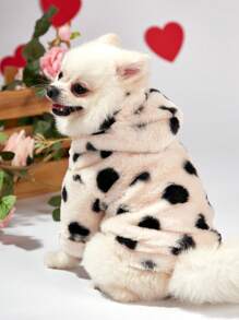 PETSIN Valentine's Day Black And White Plush Hooded Sweatshirt With Heart Pattern - Multicolor - View 8