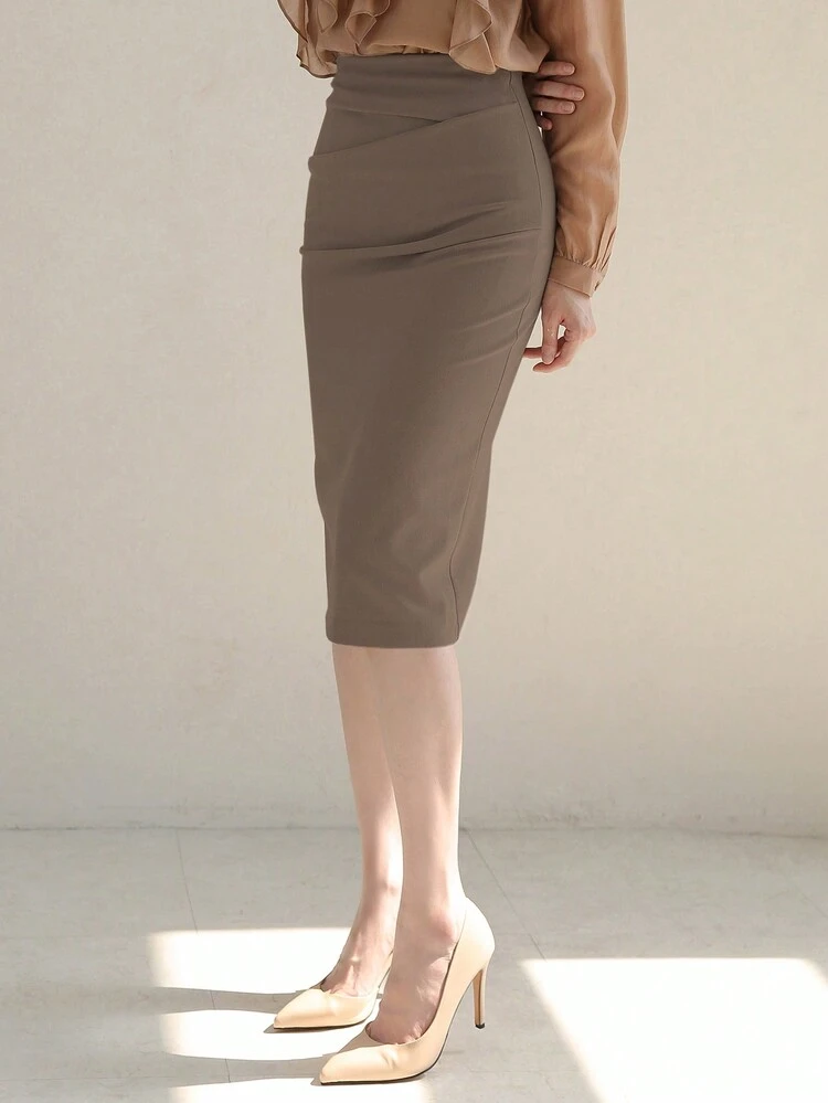 Women's Solid Color Bodycon Knee-Length Skirt,Pencil Skirt
