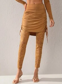 DUSTIN EDWARD Designer Boho Bohemian Women's Lace Pants, For Holiday, Vacation, Spring, Festival, Ibiza Fits - Brown - View 6