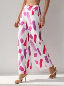Dé Johnea Bianca Designer Print Pocket & Side Stripe Design Suit Pants, For Holiday, Festival - Multicolor - View 3